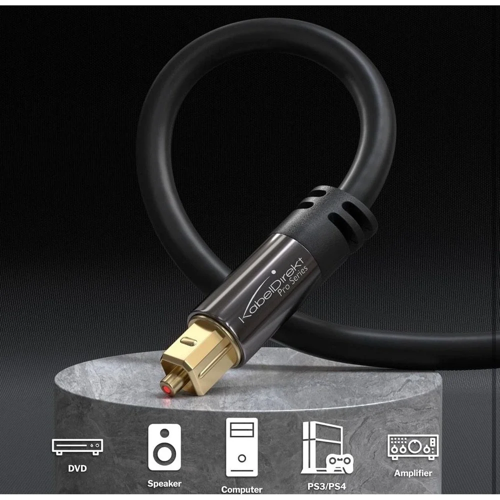 KabelDirekt Pro Series TOSLINK Optical Digital Audio Cable 6ft S/PDIF Fiber Opti